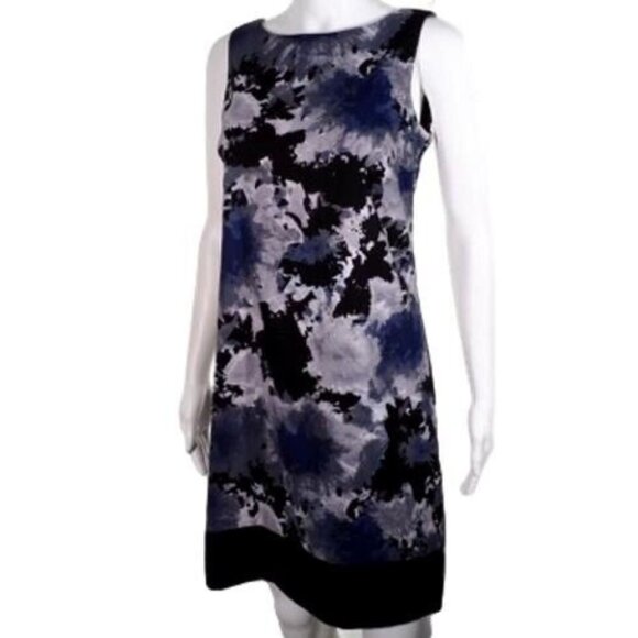 Unknown Dresses & Skirts - AB Studio Dress Womens Size 4 Abstract Floral Print Blue Black White Sleeveless